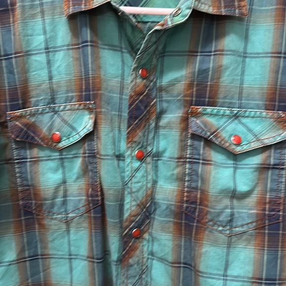 Black & blue vintage button down top size Large - Picture 3 of 6